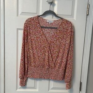 Gilli Floral V-Neck Blouse - Pink and Yellow